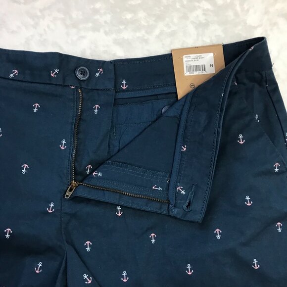 Magellan Happy Camper Shorts Women's‎ Plus Size 16 Cotton, Nautical Anchor Print - Picture 8 of 11